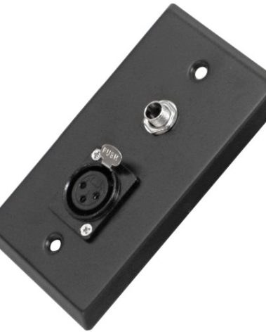 Seismic Audio SA-PLATE11 Black Stainless Steel Wall Plate with One 1/4-Inch TS Mono Jack and XLR Female Connector