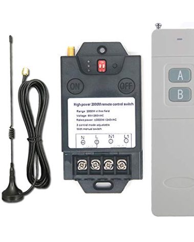 2000 Meters Long Distance Wireless Remote Control Switch high Power Water Pump Motor Lighting Industrial Wireless Remote Control Switch AC 110V 220V Relay Switch Transmitter High Range 6600ft