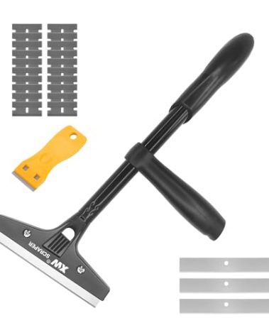 XW 2-pack Heavy Duty Wide Razor Blade Scraper with Push-assist & Plastic Blade Scraper Set with Extra 23 pcs Replacement Blades Included