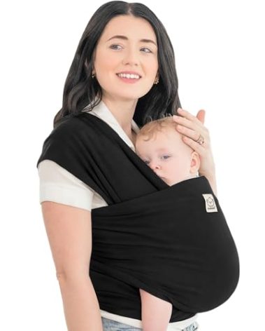 KeaBabies Baby Wrap Carrier - All in 1 Original Baby Carrier Newborn to Toddler Sling, Easy to Wear, Hands Free Bonding, Lightweight, Breathable Infant Wraps (Trendy Black)