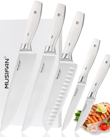 Musifan 5-Piece Chef Knife Set, Professional Ultra Sharp Kitchen Knives For Cooking High Carbon Stainless Steel, With Ergonomic Handle Design (five)
