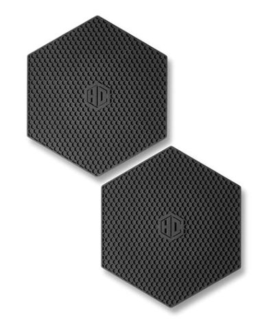 HexClad Hexagon Silicone Trivets, 2-Pack, Nonslip and Heat Resistant Hot Pads, Black