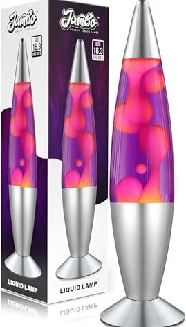 JAMBO 16" Beautiful Lamp- Purple with Pink Wax, Relaxing Liquid Light, Night Light Nightlight, Home Decor Living Room Office Bedroom Lamp for Adults Teens Kids, Magma Motion