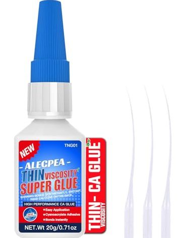 20g Thin CA Glue (2-3 CPS), 2-5 Second Cure Time - Ideal for Hobbies and Precision Work: Woodworking, Model Making (Cars, Airplanes), Pen Turning, Inlays, and Surface Stabilization