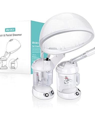 EZBASICS Hair Steamer 2 in 1 Ion Facial Steamer with Extendable Arm Table Top Hair Humidifier Hot Mist Moisturizing Facial Atomizer Spa Face Steamer Design for Personal Care Use at Home 1 Pack + 2Uses