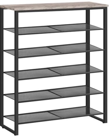 HOOBRO Shoe Rack, 6-Tier Shoe Organizer, for 18-24 Pairs of Shoes, Large Capacity Shoe Storage Shelf, for Entryway, Closet, Hallway, Dorm Room, Industrial, Greige and Black BG67XJ01G1