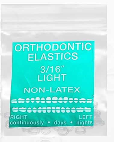 Clear Non-Latex 100 counts, Intraoral Elastic Bands Orthodontic Elastics Dental Rubber Bands Made in US Light 3/16'', Clear