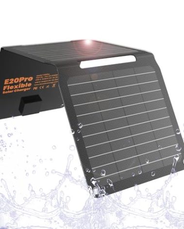 FlexSolar 20W Solar Panel Charger 5V USB-A USB-C Output Portable Foldable Small Power IP67 Waterproof Camping Backpacking Hiking Emergency for Phones Power Banks Flashlight Fans