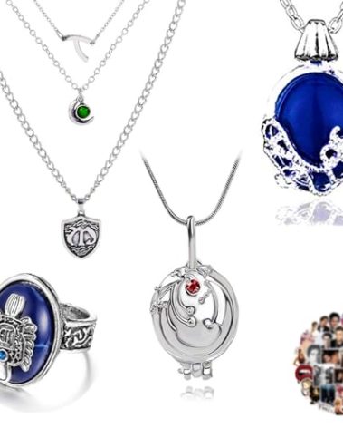 UoYu TFYU The Vampire Jewelry Set Hope Mikaelson Inspired Necklace Elena Gilbert Opening Vervain Locket Pendant Necklace Damon's Ring with Sticker 24 pcs