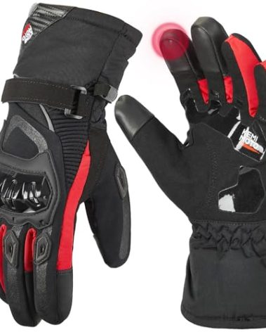 KEMIMOTO Winter Motorcycle Gloves, Rainproof Riding Warm Gloves with Touchscreen for Motorcycle Riding, ATV, UTV, Snowmobile Red XXL