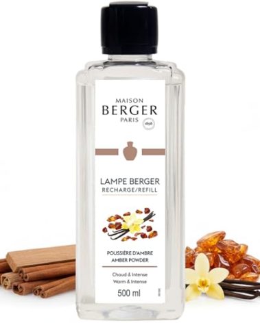 Amber Powder | Lampe Berger Fragrance Refill by Maison Berger | for Home Fragrance Oil Diffuser | Purifying and perfuming Your Home | 16.9 Fluid Ounces - 500 milliliters | Made in France