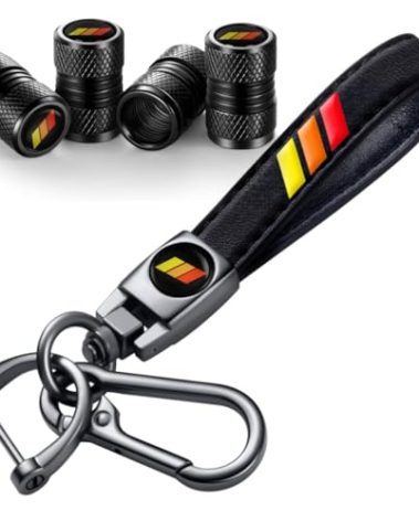 5PCS Car Wheel Tire Valve Stem Caps Carbon Fiber Valve Covers Compatible with Toyota TRD Camry RAV4 Corolla Tacoma Accessories Aluminum Tire Valve Cap (A+Chain)