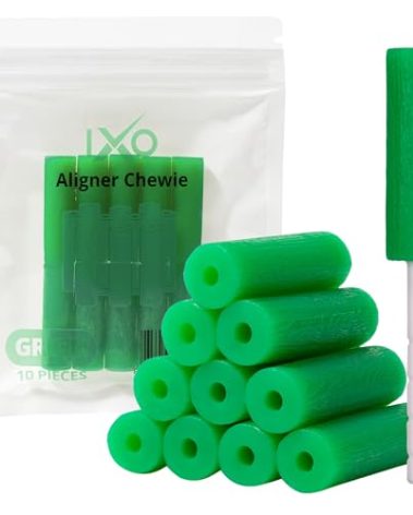 IXO Aligner Chewies for Invisalign Aligners - Chewies Invisalign Accessories - Aligner Chewies for Invisalign Trays, Orthodontic Chewies with 5 Aligner Seather Handles - 10 Seaters - Mint Scent
