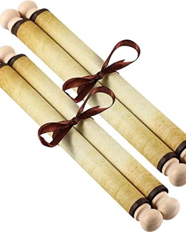 Makevivi 2 PCS Blank Scrolls Paper with Wood Rods, for Naughty or Nice List, Writing, Wedding Vows, Invitation, Love Letter, Cosplay Prop, Renaissance, 7.1 x 30.5 inches