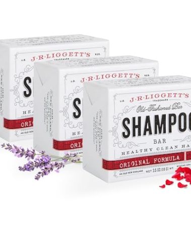 J·R·LIGGETT'S Shampoo Bar - Original Formula, All Natural Solid Shampoo Bar for Hair with Coconut Oil & Castor Oil, Sulfate Free, GMO Free, Gentle Lather and Refreshing, 3.5 oz - 3 Pack