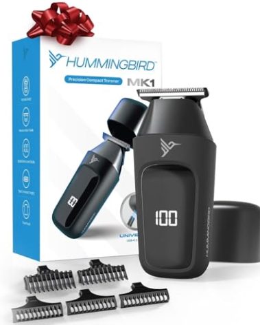 HUMMINGBIRD MK1 Compact Trimmer – Portable Electric Beard & Body Hair Trimmer for Men, Cordless USB-C Rechargeable, Face & Body Groomer, Travel Shaver, Travel Pouch, Great Gifts for Men, Dad, Husband