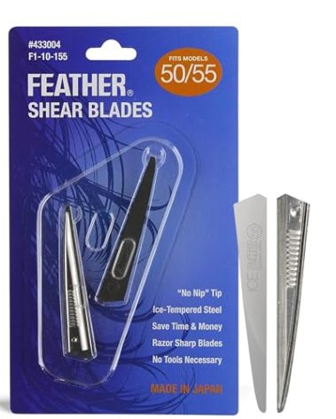 Feather - Switch-Blade Haircutting Shears Replacement Blades -Model 50/55 Scissors for Professional Stylists & Barbers - Stainless Steel - No-Nip Tip - Made in Japan