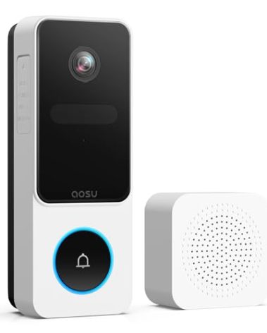 aosu Doorbell Camera Wireless- Head-to-Toe View, 2.4GHz WiFi Video Doorbell with Chime, Support Local Storage,Smart Human Detection, Works with Alexa &Google Assistant