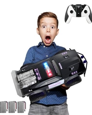 Carox Large Remote Control Police Car Toy with Lights and Sirens for Boys 1:8 Cop Car with Three Rechargeable Battery Durable RC Police Truck for Kids 4 Years and Up A Surprising