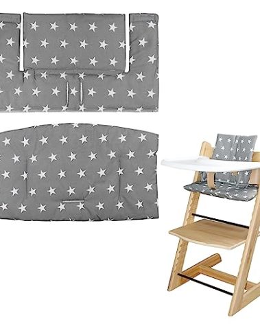 For Tripp Trapp High Chair Cushion, Soft And Comfortable For Tripp Trapp High Chair Cushion, For Tripp Trapp Cushion Set Makes It Safer And More Comfortable For Baby To Sit On (Grey Star Pattern)