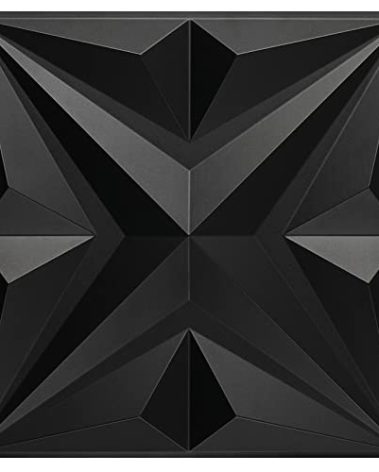 MIX3D Decorative 3D Wall Panels Star Textured PVC Wall Panels for Interior Wall Décor 19.7"x19.7" Black Pack of 12 Tiles Cover 32 Sq. Ft