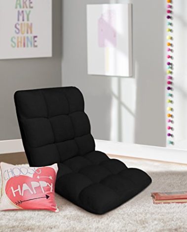 Chic Home RC64-26BK-N1-WT Lounge Adjustable Recliner Rocker Memory Foam Armless Floor Gaming Ergonomic Chair, Black