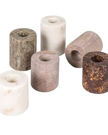 Bloomingville Decorative Marble Taper Candle Holders, Multicolor, Set of 6