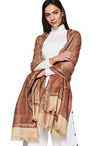 Weavers Villa Women's Pashmina Wool Blend Indian Handicraft Woven Shawls, Scarf, Wraps [Large Size: 40" X 80"]