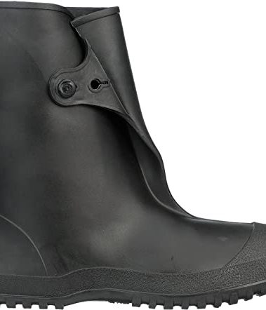 TINGLEY Rubber 35121 WorkBrutes PVC 10-Inch Overshoe with Button, Black (Made from PVC), large/9.5 - 11 w us