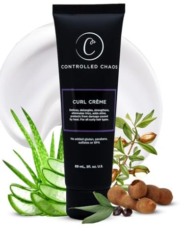Controlled Chaos, As Seen on Shark Tank Curl Defining Cream for All Hair Types to Add Smoothness and Control Curly, Sulfate-Free Curl Cream (3oz)