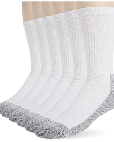 Fruit of the Loom Men's 6 Pack Work Gear Crew Socks (6-12 Shoe / 10-13 Sock, White)