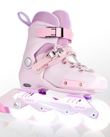 SWAY Adjustable Inline Skates for Kids, Teens and Adults, All Wheels Light Up High Performance Roller Skates for Boys and Girls Ideal for Roller Skate (Purple, Large-Youth & Adult（4-7 US）)