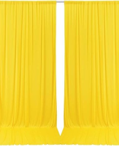 AK TRADING CO. 10 feet x 8 feet IFR Polyester Backdrop Drapes Curtains Panels with Rod Pockets - Wedding Ceremony Party Home Window Decorations - Lemon Yellow