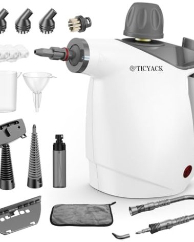 Steam Cleaner, Steam Cleaner for Home, Handheld Steam Cleaner with 16 Accessories and Automatic Steam Switch Suitable for Daily Cleaning of Living Rooms, Kitchens, Ovens and Tile Joints (White)