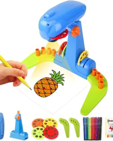 Projection Drawing for Kids，Smart Art Sketch Projector Toy, with 32 Slide Cartoon Patterns and 12 Color Brush, Adjustable Pattern Size,Suitable for Children to Learn to Draw and Art Sketcher