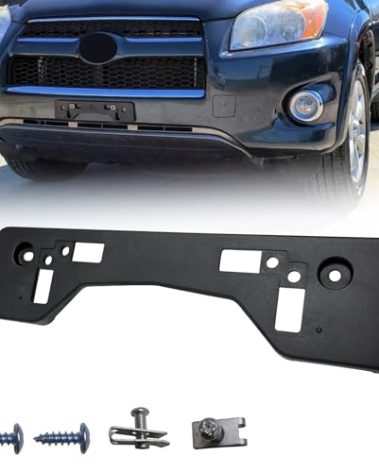 GZVKE Front Bumper License Plate Frame Bracket Holder Fits for 2009 2010 2011 2012 Toyota RAV4 Replace 521140R010 TO1068107