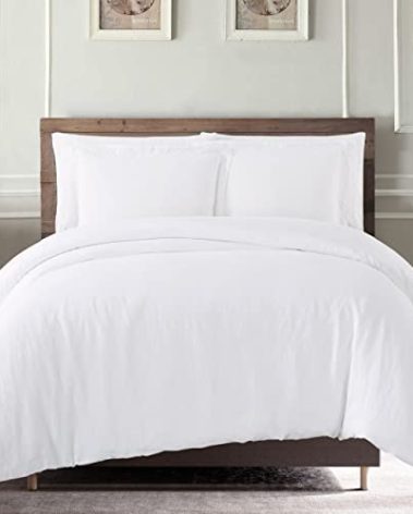 Decfair 100% Egyptian Cotton Duvet Cover Queen Size High Thread Count Ultra Soft and Smooth Sateen Weave All Seasons Hotel Quality Bedding 7 Corner Ties and Zipper - 1 Piece White Queen Duvet Cover
