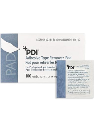 PDI Healthcare B16400 Adhesive Tape Remover Pad, 1.2" Width, 2.6" Length, Pack of 100