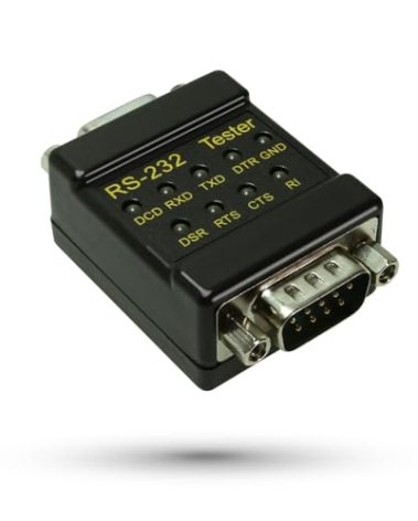 CABLEMAX RS-232 LED Link Signal Tester - DB-9 Male to DB-9 Female Connections for Serial Communication Monitoring