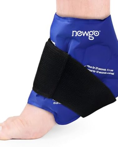 NEWGO Ankle Ice Pack Wrap for Sprained Relief, Ice Pack for Ankle Inuries Reusable, Cold Therapy for Ankles Swelling, Post Surgery Recovery - Blue