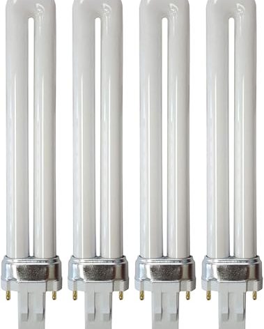(Pack of 4) 13W CFL Light Bulbs – Single Tube, 2-Pin GX23 Base, 5000K Bright White – Compatible with Sylvania CF13DS/850, Philips PL-S 13W/850, GE F13BX/850