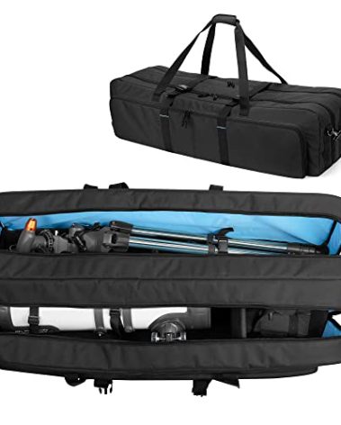 samdew Telescope Case, Double-layer Telescope Bag for Astronomical Telescope Storage, 40.8" Padded Telescope Carry Case Compatible with Celestron Telescope, Bonus Accessories Bag & Shoulder Strap