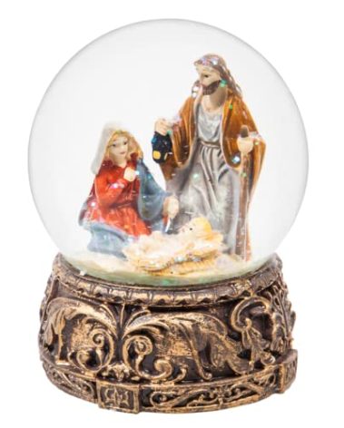 Nativity Snow Globe Gift for Kid & Adult, Musical Glitter Water Ball for Christmas & New Year, 5.1''H Music Box Crystal 100mm Glass Ball Decoration for Home & Office & Bar & Shopping Mall