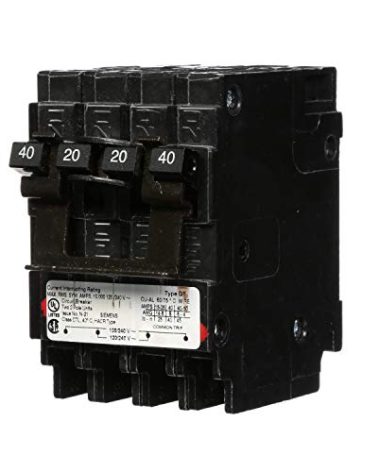 Siemens Q24020CT2 One 20-Amp One 40-Amp Double Pole Circuit Breaker