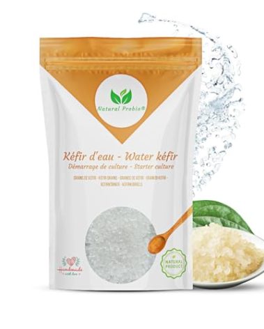 Natural Probio® Water Kefir Grains - Starter Culture Kit – Fruit Kefir + Complete Guide, Recipe & Tips + Ebook Library Access + Customer Support (0.35 oz dehydrated / 2.12 oz rehydrated)