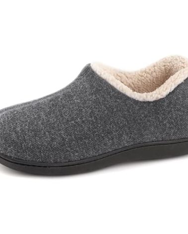 ULTRAIDEAS Women's Indoor Loafer House Slippers with Memory Foam, Ladies Warm Closed Back House Shoes with Non-Slip Outdoor Rubber Sole（Grey，size 9）