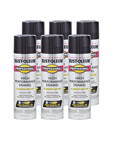 Rust-Oleum 7579838-6PK Professional High Performance Enamel Spray Paint, 15 oz, Gloss Black, 6 Pack
