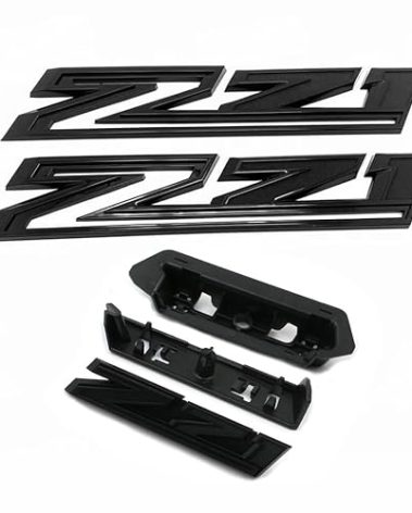 (Set of 3) 2019-2026 OEM 2pack Side Decals Emblems + Grille Z71 Badges Compatible with Silverado Genuine Parts 84632695 84384428 (All Black)