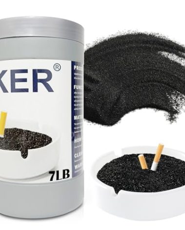 VNAKER Ashtray Sand, Smokers Station Refill Sand 7Lb, Washable and reusable Silica Ash Tray Sand for Indoor and Outdoor Facilities (Black)