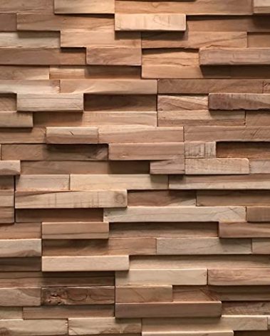 Wall!Supply 3D Wall Panels – Reclaimed Modern Asian Teak Wood – Home Decor Wallpaper Alternative for Living Room, Bedroom & Office – Easy DIY Installation – 10 Pack, Covers 9.6 Sq Ft